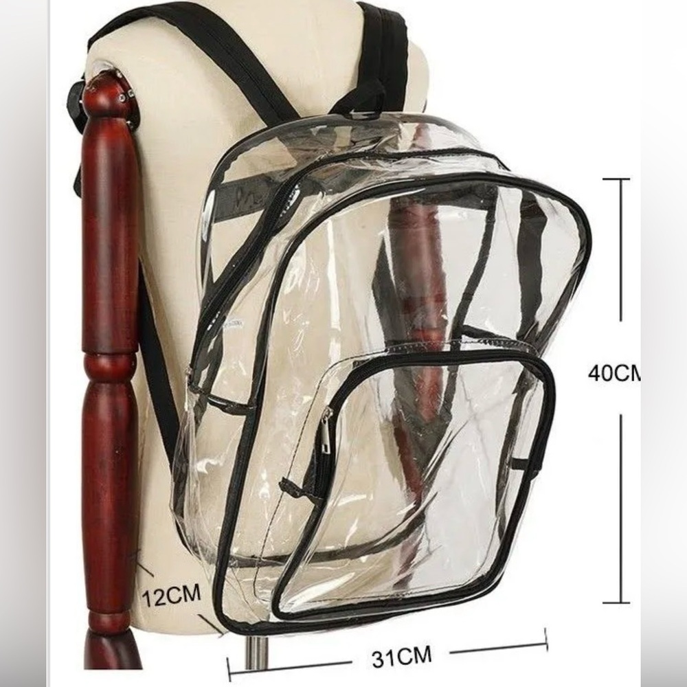 Clear Transparent Backpack with Black Trim